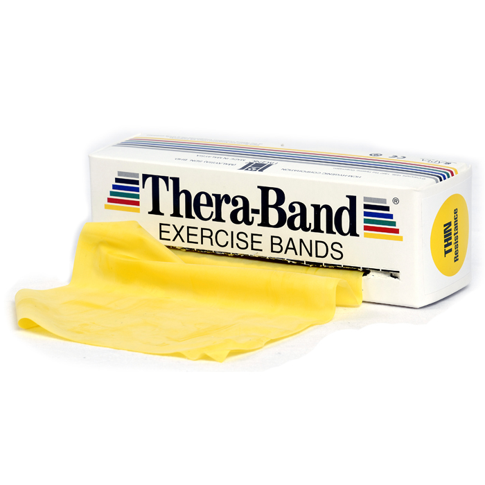 Oefenband Thera-band 5,50m x 15cm geel op rol