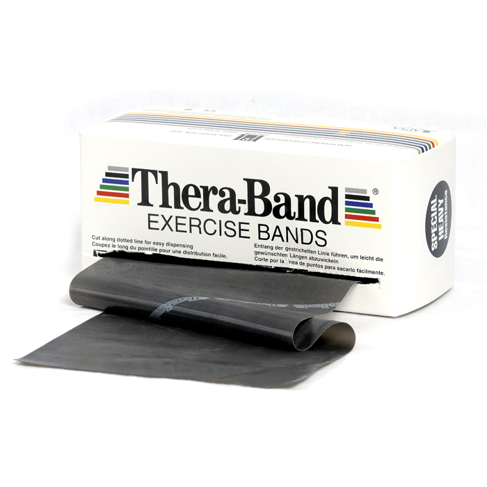 Oefenband Thera-band 5,50m x 15cm zwart op rol