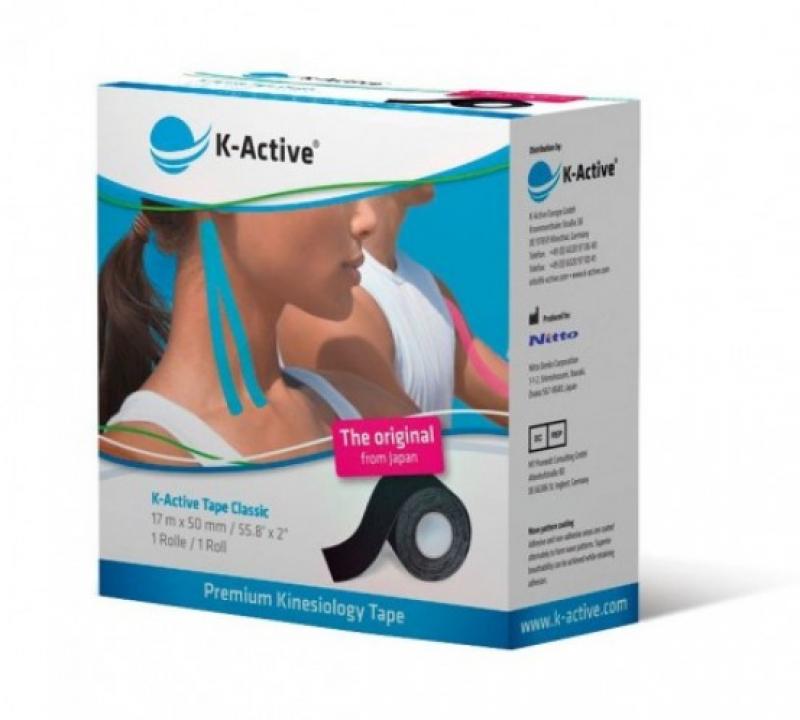 Kinsiotape: K-active original, 5cm x 5cm, zwart, p--6